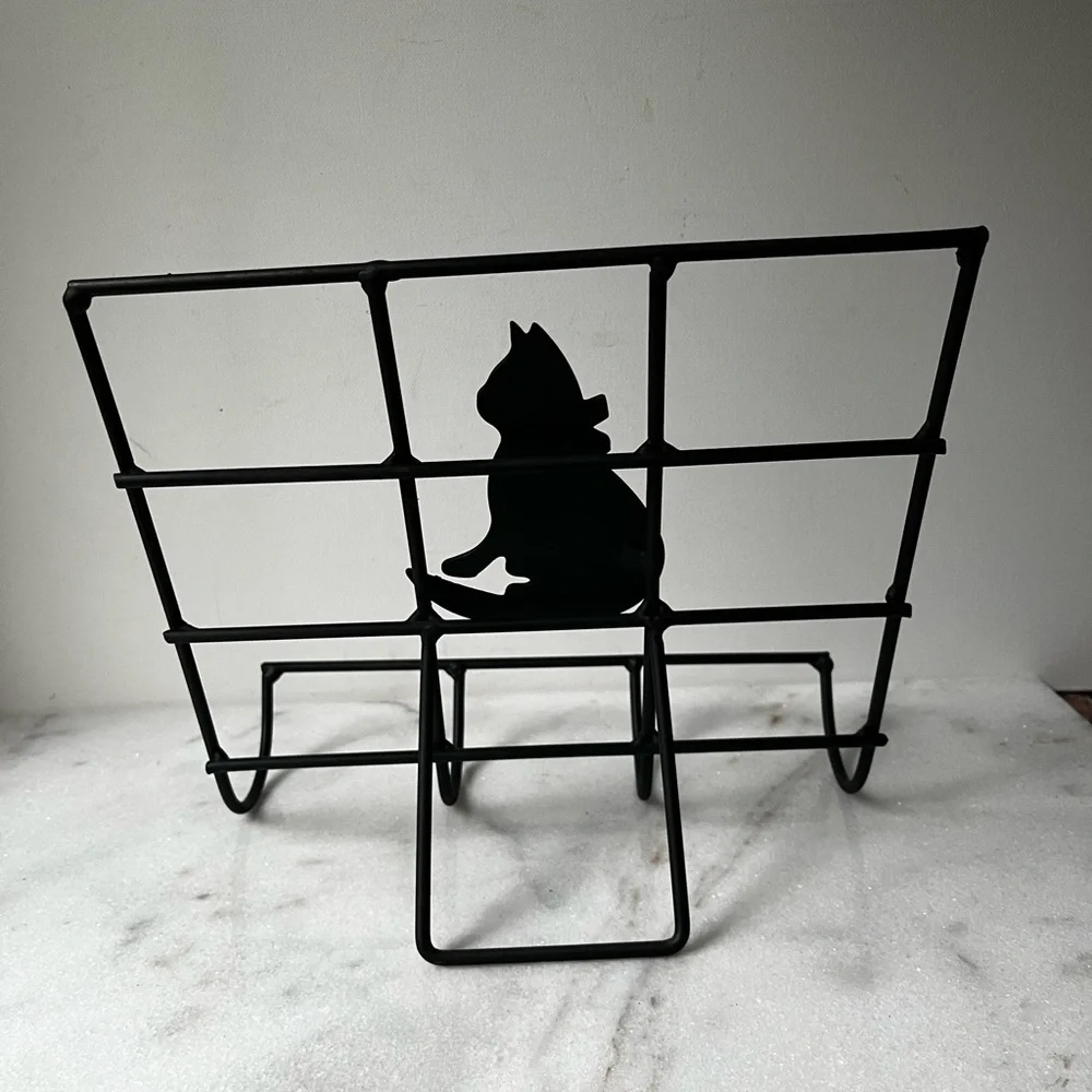 Black metal Cook Book Stand painting holder display with black cat…